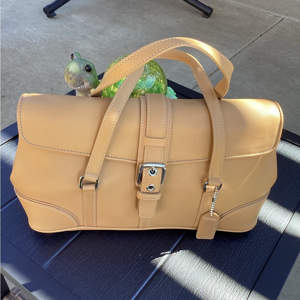 Coach light Tan Leather Handbag with Buckle